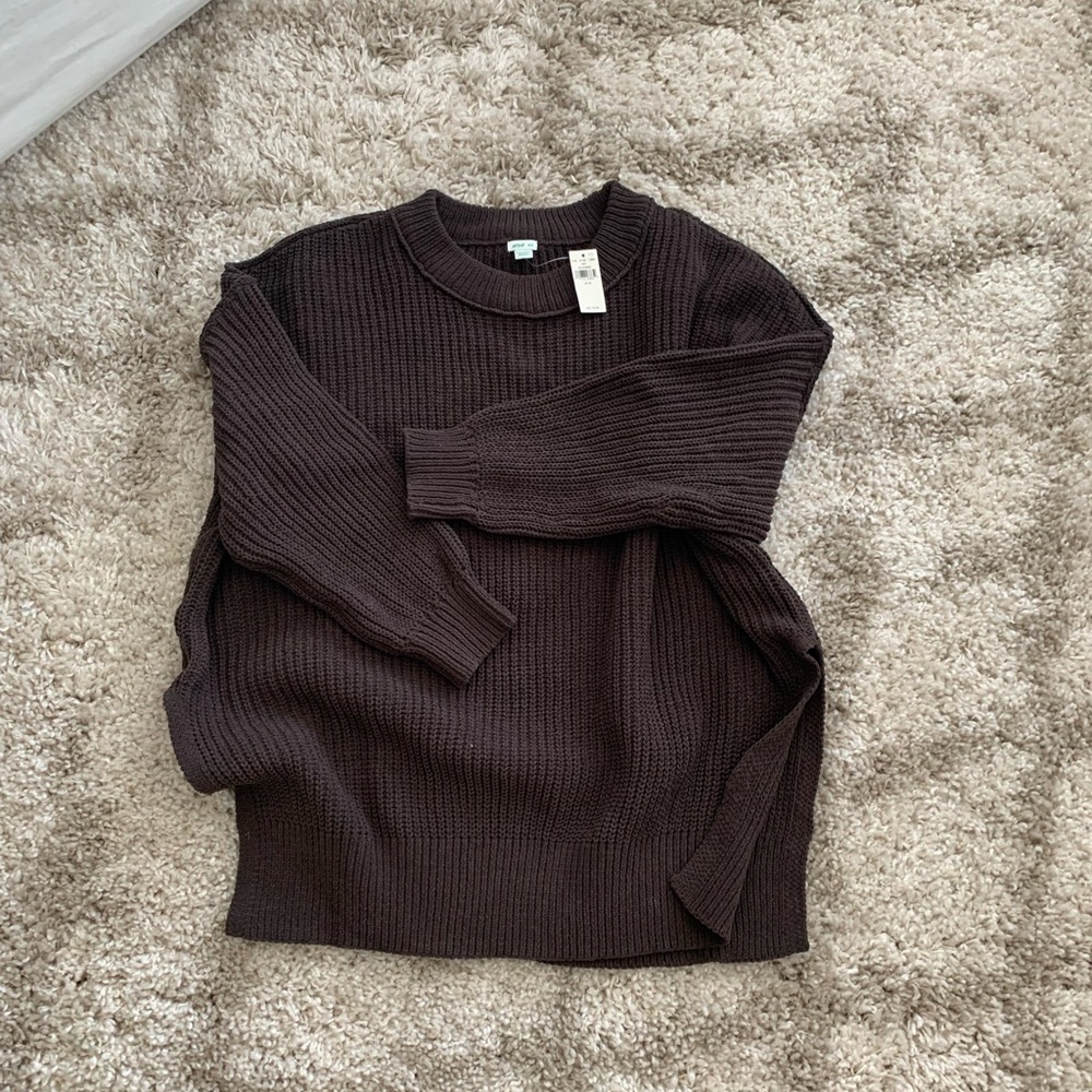 Aerie Split Hem Chunky sweater